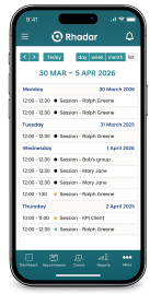 Rhadar mobile appointment and client interface