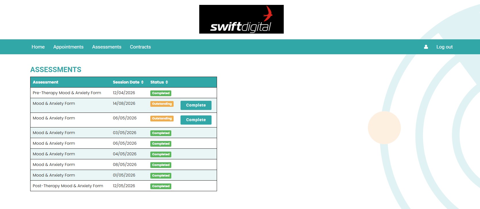 Rhadar Secure Client Portal Assessments online