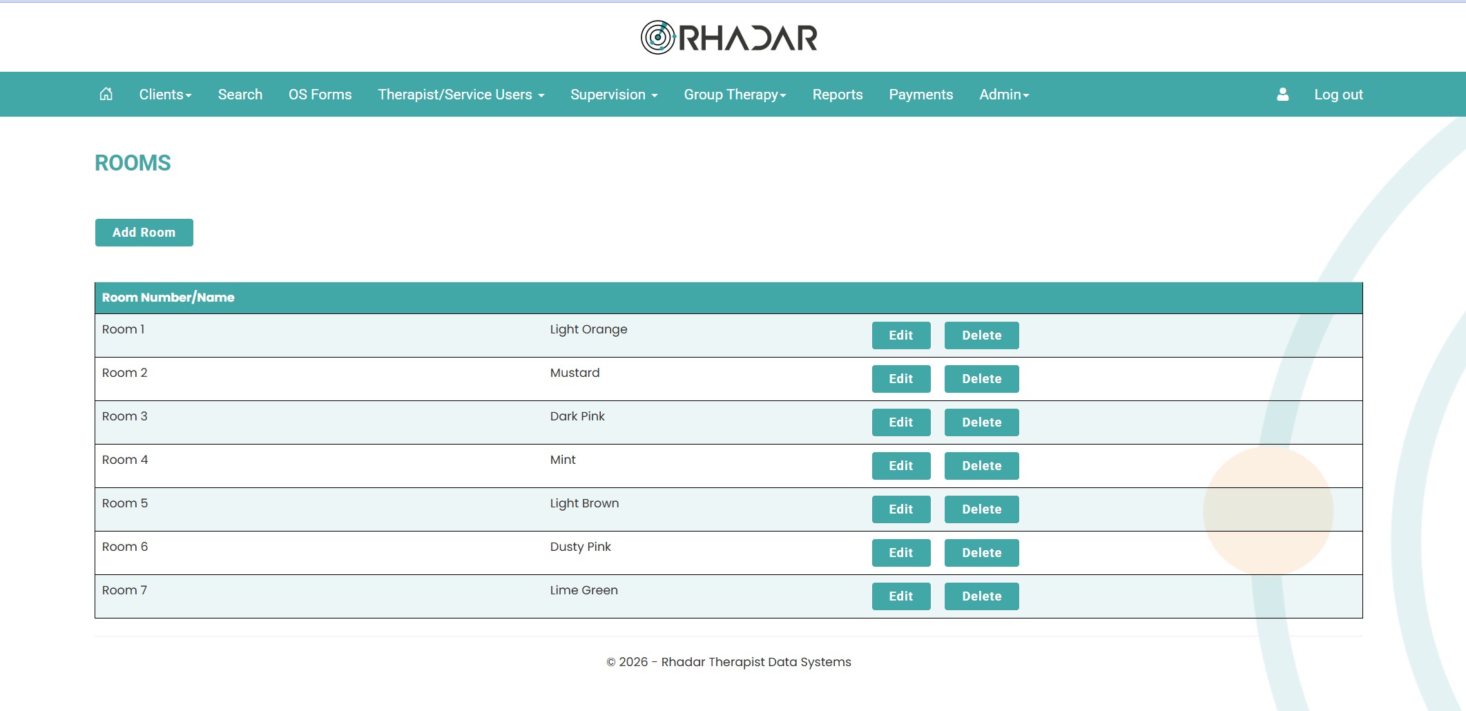 Rhadar Room Booking System