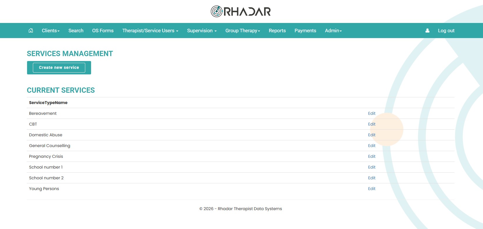 Rhadar Service Management