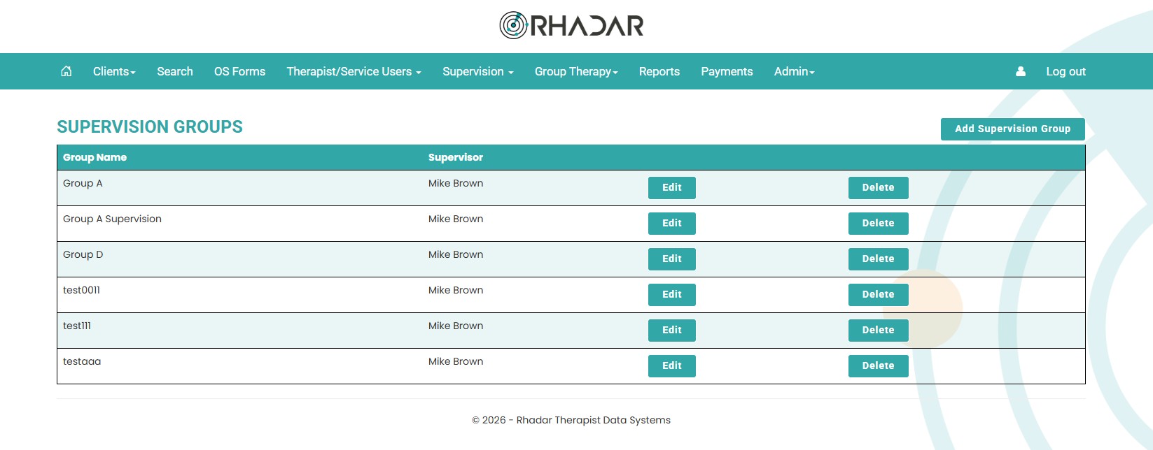 Rhadar Supervision Groups